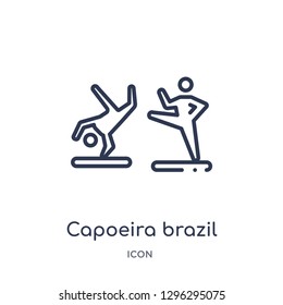 Linear capoeira brazil dancers icon from Culture outline collection. Thin line capoeira brazil dancers icon vector isolated on white background. capoeira brazil dancers trendy illustration