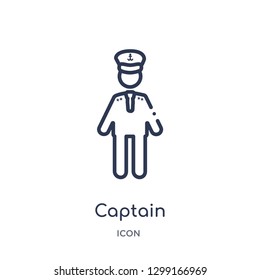 Linear captain icon from Job profits outline collection. Thin line captain icon isolated on white background. captain trendy illustration