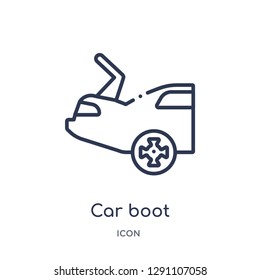 Linear car boot icon from Car parts outline collection. Thin line car boot vector isolated on white background. car boot trendy illustration