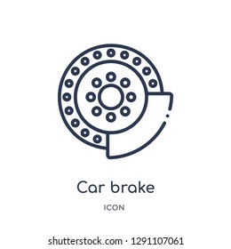 Linear car brake icon from Car parts outline collection. Thin line car brake vector isolated on white background. car brake trendy illustration