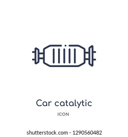 Linear car catalytic converter icon from Car parts outline collection. Thin line car catalytic converter vector isolated on white background. car catalytic converter trendy illustration