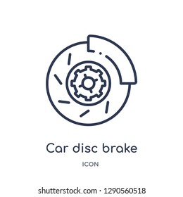 Linear car disc brake icon from Car parts outline collection. Thin line car disc brake vector isolated on white background. car disc brake trendy illustration