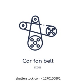 Linear car fan belt icon from Car parts outline collection. Thin line car fan belt vector isolated on white background. car fan belt trendy illustration