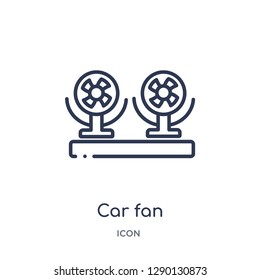 Linear car fan icon from Car parts outline collection. Thin line car fan vector isolated on white background. car fan trendy illustration