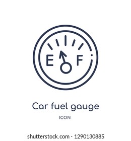 Linear car fuel gauge icon from Car parts outline collection. Thin line car fuel gauge vector isolated on white background. car fuel gauge trendy illustration