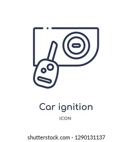 Linear Car Ignition Icon From Car Parts Outline Collection. Thin Line Car Ignition Vector Isolated On White Background. Car Ignition Trendy Illustration