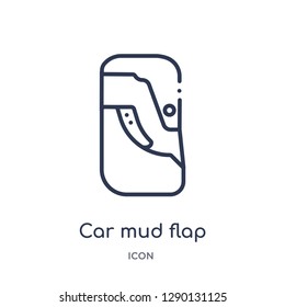 Linear car mud flap icon from Car parts outline collection. Thin line car mud flap vector isolated on white background. car mud flap trendy illustration