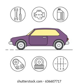 Linear Car Service Icons