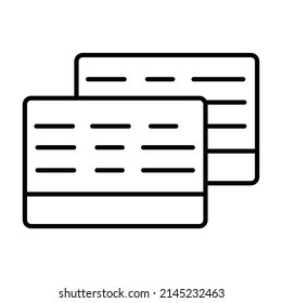 Icono de tarjeta lineal en el fondo blanco