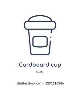 Linear cardboard cup icon from Bistro and restaurant outline collection. Thin line cardboard cup vector isolated on white background. cardboard cup trendy illustration