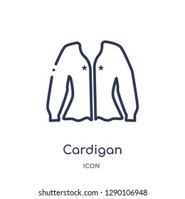 Linear cardigan icon from Clothes outline collection. Thin line cardigan vector isolated on white background. cardigan trendy illustration