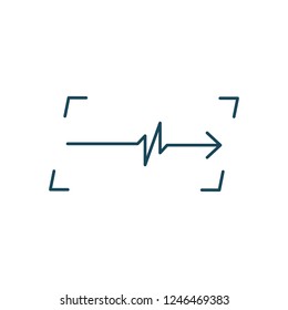 Linear Cardiogram in frame logo. Cardiology heart beat monitor. Ecg. Pulse line. Isolated vector illustration.