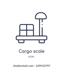 Linear cargo scale icon from Measurement outline collection. Thin line cargo scale icon isolated on white background. cargo scale trendy illustration