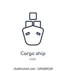 Linear cargo ship icon from Delivery and logistic outline collection. Thin line cargo ship icon vector isolated on white background. cargo ship trendy illustration