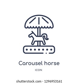 Linear carousel horse icon from Entertainment outline collection. Thin line carousel horse icon isolated on white background. carousel horse trendy illustration