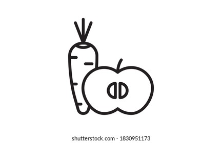 Linear carrot and apple icon from Gym and fitness outline collection. Thin line carrot and apple icon isolated on white background. carrot and apple trendy illustration