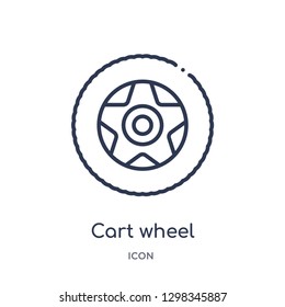 Linear cart wheel icon from Mechanicons outline collection. Thin line cart wheel icon isolated on white background. cart wheel trendy illustration