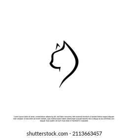 Vector de diseño del logotipo de la cabeza del gato lineal