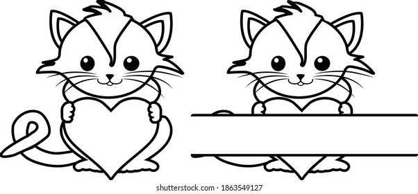 Linear Cat With Heart and Split Monogram Bundle is suitable for t-shirt, laser cutting, sublimation, hobby, cards, invitations, website or crafts projects. Perfect for magazine, posters etc.