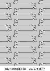 Linear cat pattern seamless. Pet lines background