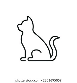 Linear cat vector illustration. Kitty on isolated background. Pet sign concept.