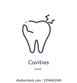 Linear cavities icon from Dentist outline collection. Thin line cavities icon isolated on white background. cavities trendy illustration