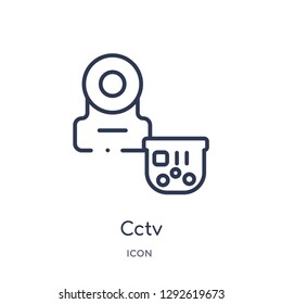 Linear cctv icon from Electrian connections outline collection. Thin line cctv icon vector isolated on white background. cctv trendy illustration