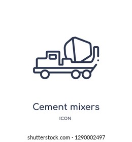 Linear cement mixers icon from Construction tools outline collection. Thin line cement mixers vector isolated on white background. cement mixers trendy illustration