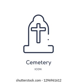 Linear cemetery icon from Cultures outline collection. Thin line cemetery icon isolated on white background. cemetery trendy illustration