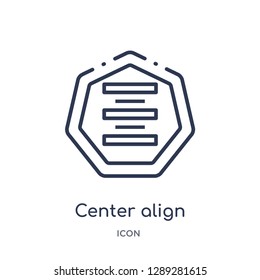 Linear center align icon from Arrows outline collection. Thin line center align vector isolated on white background. center align trendy illustration