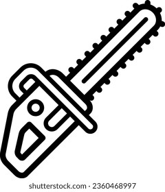 Linear chainsaw icon as an editable outline for web design