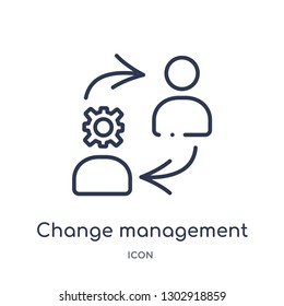 Linear change management icon from Human resources outline collection. Thin line change management icon isolated on white background. change management trendy illustration