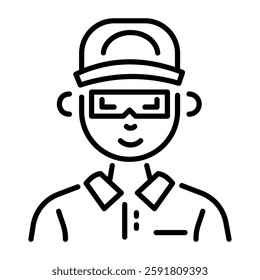 Linear character icon of a cool party boy