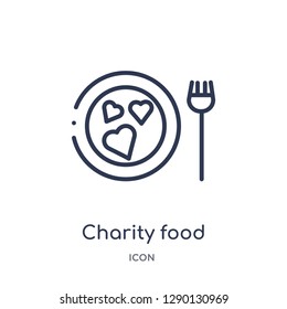 Linear charity food icon from Charity outline collection. Thin line charity food vector isolated on white background. charity food trendy illustration