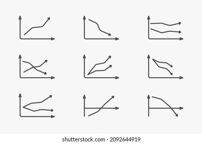 linear chart graph line icon set vector illustration
