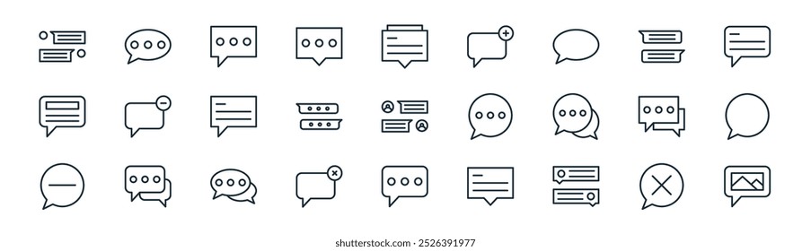 linear chat icon pack. vector thin line delete chat, chat, chatting, chatting, image icons suitable for apps and websites ui designs