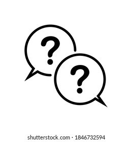 Linear chat speech message bubbles with question and exclamation marks. FAQ or Forum icon. Communication concept. Vector illustration isolated on white background