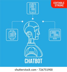 Linear chatbot, chatting software, application concept. Virtual Assistance Of Website Or Mobile Applications. Vector illustration