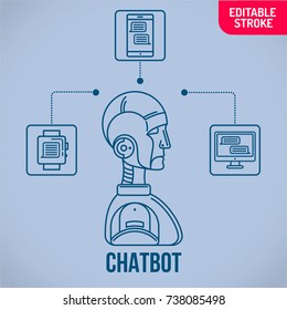 Linear chatbot concept. Vector illustration of virtual Assistance Of Website Or Mobile Applications. Chatting software, application