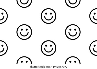 Linear
 cheerful emoji seamless texture for print.