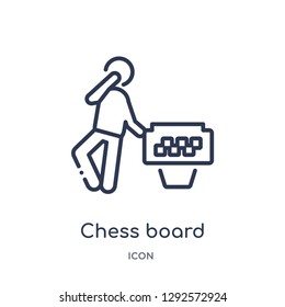 Linear chess board icon from Free time outline collection. Thin line chess board icon vector isolated on white background. chess board trendy illustration
