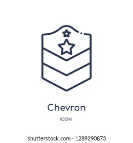 Linear chevron icon from Army and war outline collection. Thin line chevron vector isolated on white background. chevron trendy illustration