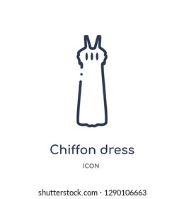 Linear chiffon dress icon from Clothes outline collection. Thin line chiffon dress vector isolated on white background. chiffon dress trendy illustration