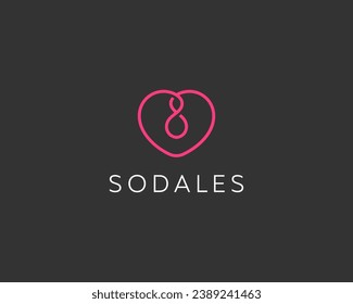 Linear child in heart logotype. Creative childcare protection love symbol. Vector illustration.