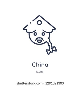 Linear china icon from Asian outline collection. Thin line china vector isolated on white background. 