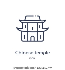 Linear chinese temple icon from Buildings outline collection. Thin line chinese temple vector isolated on white background. chinese temple trendy illustration