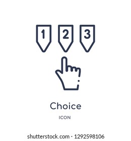 Linear choice icon from Ethics outline collection. Thin line choice icon vector isolated on white background. choice trendy illustration