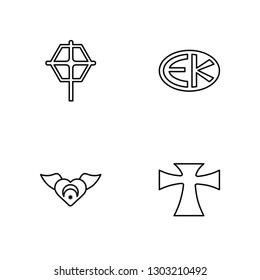 Linear Christian Reformed Church, Sufism, Eckankar, Greek Cross Vector Illustration Of 4 outline Icons. Editable Pack Of Christian Reformed Church, Sufism, Eckankar, Greek Cross