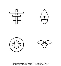 Linear Christianity, Judaism, Pope, Holy trinity Vector Illustration Of 4 outline Icons. Editable Pack Of Christianity, Judaism, Pope, Holy trinity