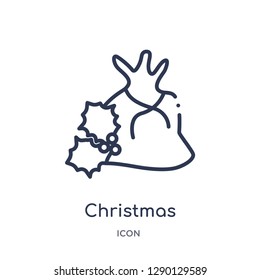 Linear christmas bag icon from Christmas outline collection. Thin line christmas bag vector isolated on white background. christmas bag trendy illustration